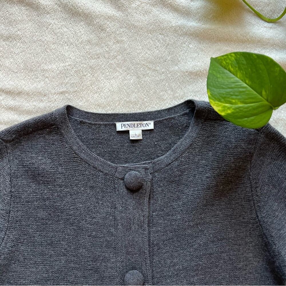 Pendleton Grey Merino Wool Button-Front Cardigan - image 3